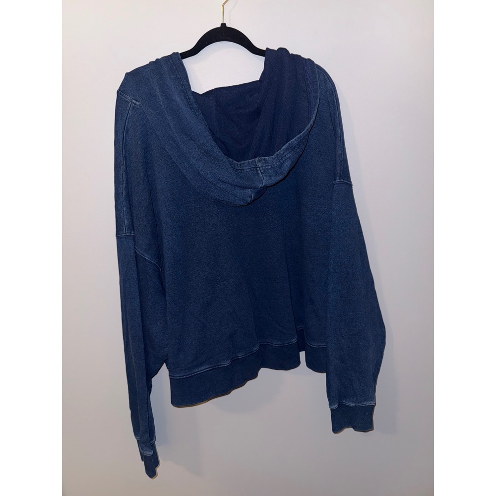 Good American Indigo Blue Zip Up Hoodie French Terry Oversized Sweatshirt 2XL/3X - Picture 4 of 4